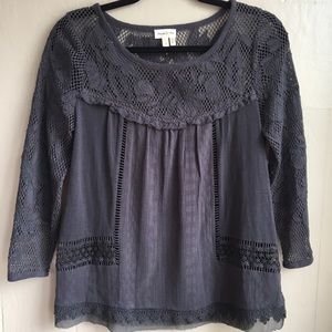Anthropologie Lacework Peasant Top by Meadow Rue